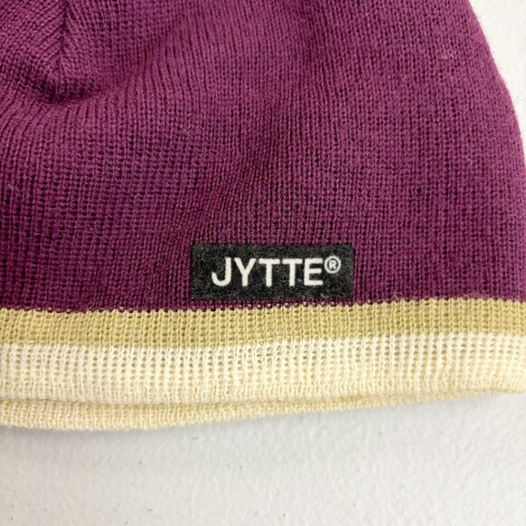JYTTE Wool Knit Winter Beanie Cap Snow Hat Maroon Purple Stripe Fleece Band - Picture 4 of 11
